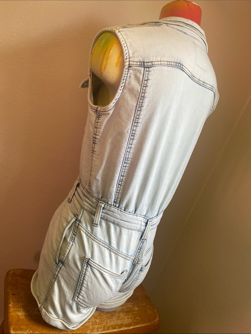 Light Wash Denim Sleeveless Romper by Love Trends - Picture 6 of 11
